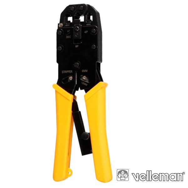 Alicate De Cravar 4p4c/6p4c/8p8c/RJ10/RJ11/RJ45 VELLEMAN - (VTM468PN)