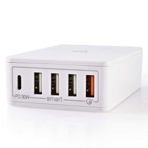 Carregador de Mesa 3A Saídas USB (QC)/USB-C - (WCPD30W120WT)
