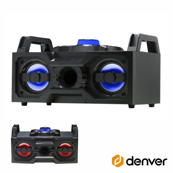Sistema Som Portátil 2x4" BT/FM/Rec LEDS DENVER - (BTB-60)