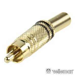 Ficha Rca Macho Dourada-Preta C/ Proteção De Cabo - (CA048B)