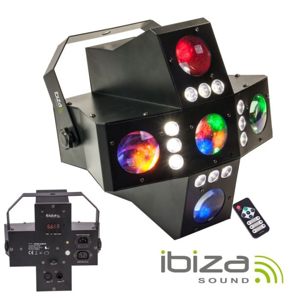 Projetor Luz 2em1 RGBA LED DMX IBIZA - (CROSS-GOBOFX)