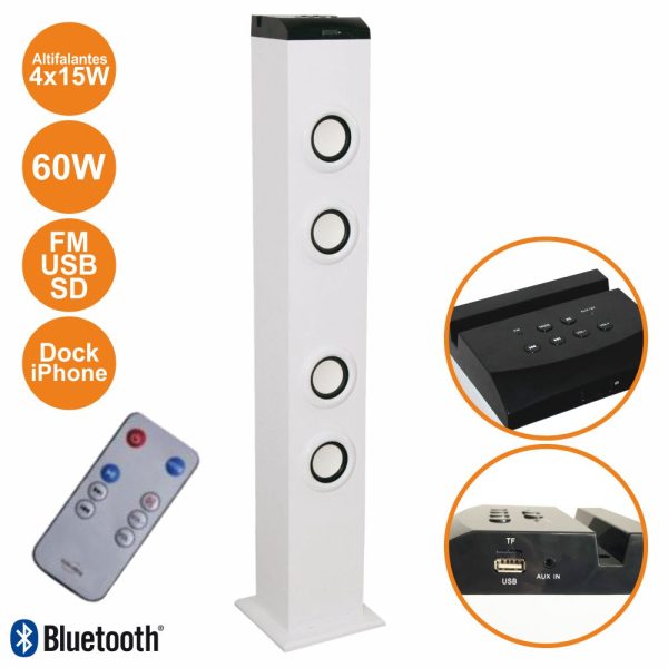 Coluna Centro Amplificada Fm/Usb/Bt/Sd 4x15w 60w Branco - (HP41-BTH-W)
