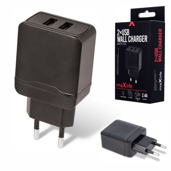 Alimentador Compacto 2 USB 5V 2.4A Preto - (MXTC-02)