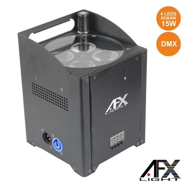Projetor Luz C/ 4 LEDS 15W RGBAW Bateria DMX AFXLIGHT - (PARLED-W15BK)