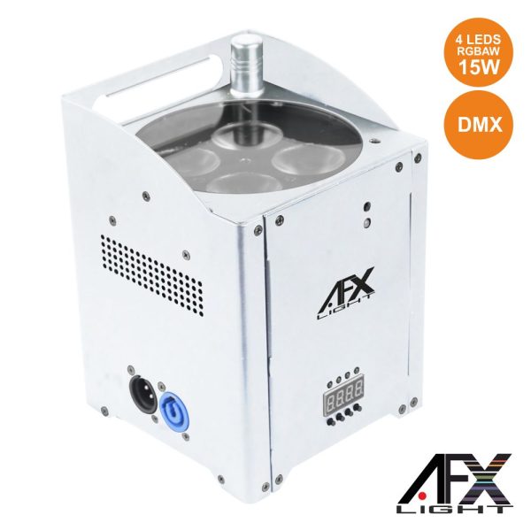 Projetor Luz C/ 4 LEDS 8W RGBAW Bateria DMX AFXLIGHT - (PARLED-W15WH)