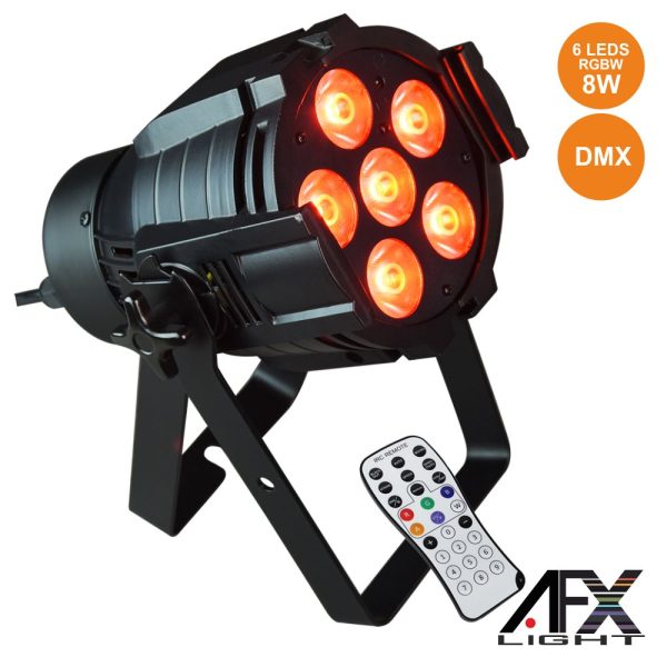 Projetor Luz C/ 6 LEDS 8W RGBAW Comando DMX AFXLIGHT - (PARLED608IR)