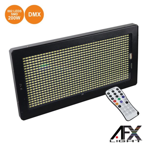 Estroboscópio C/ 882 LEDS SMD 200W DMX Mic Comando AFXLIGHT - (PRO-STROBE)