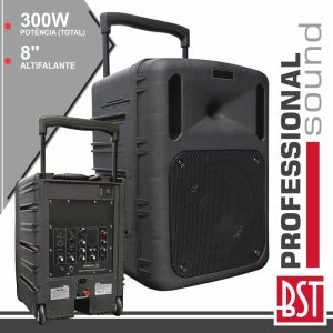 Coluna Amplificada Pro 8" 300W C/ Receptor PWa E Bat BST - (PWA200SL)