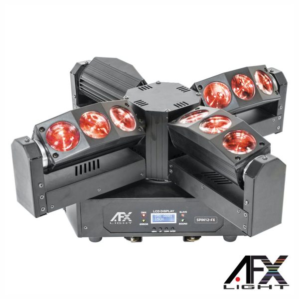 Moving Head Quádruplo 12 LEDS 20W RGBW DMX AFXLIGHT - (SPIN12-FX)