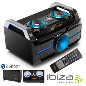 Sistema Som Portátil 120Wmáx USB/BT/FM/Rec LEDS IBIZA - (SPLBOX100)