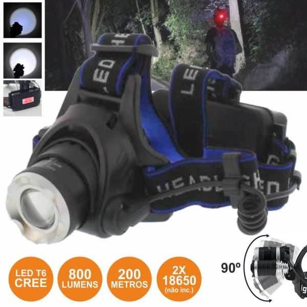 Lanterna De Cabeça C/ 1 LED 10W 3 Níveis Luz 800lm - (TORCH-FREEDOM)