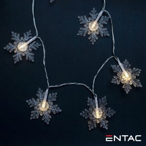 Luzes de Natal 10 LED Floco Neve Arame a pilhas 1m ENTAC - (ECL-PSF-10WW)