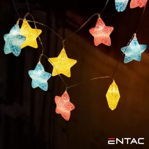 Luzes de Natal 10 LED Estrelas Rachadas a pilhas 1.65m ENTAC - (ECLCS-10WW)