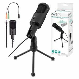 Microfone C/ Base Tripé Profissional Cancel. Ruído EWent - (EM3552)