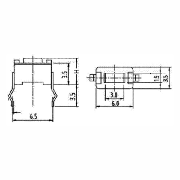 Comutador Micro Switch 6x3.5mm Altura 4.3mm - Image 2
