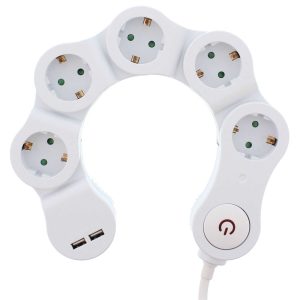 Extensão Elétrica 5x Schuko C/ Interruptor 3m - (TE5CB3USB2-FLX)