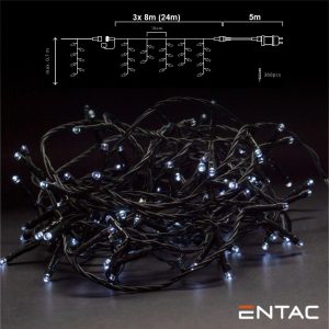 Luzes de Natal 1080 LED 6400K Cortina 24m (3x8m) C/ Alim. - (ECL-I360CW-LSA24)