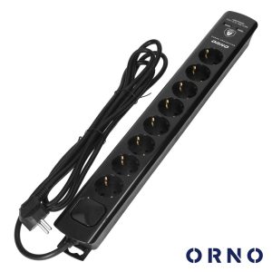 Extensão Elétrica 8x Schuko Interruptor 2x USB 3m ORNO - (ORAE13244(GS)/B/3M)
