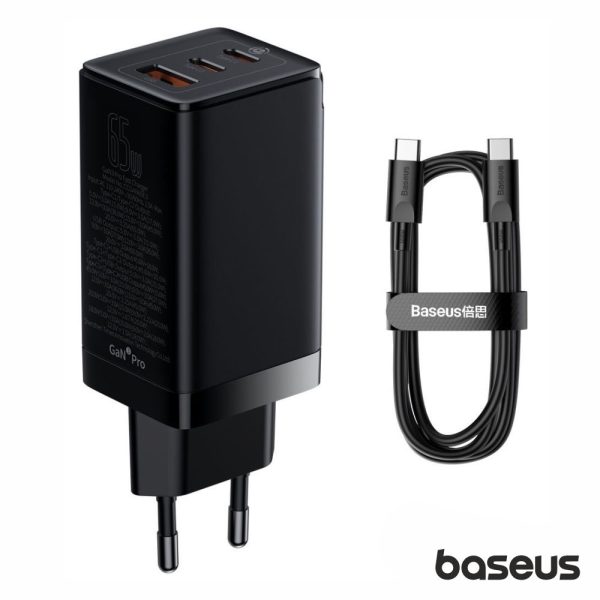 Alimentador Comutado GaN3 PRO USB-A/2xUSB-C PD 65W BASEUS - (CCGP050101)