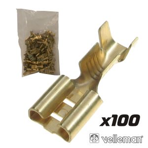 Terminal Faston Fêmea 6.3x8mm 100x Bronze VELLEMAN - (FFG/100)