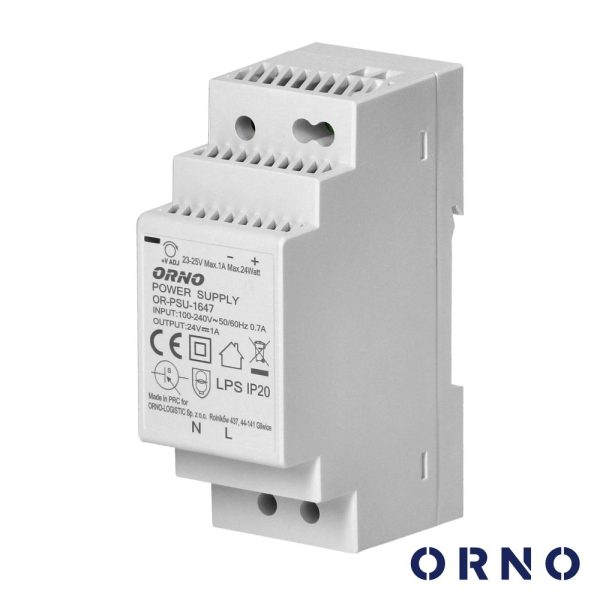 Fonte De Alimentação 24VDC 1A 24W DIN ORNO - (OR-PSU-1647)