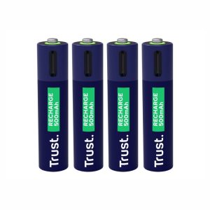 Pilha Lítio Recarregável AAA 1.5V 500mAh C/ USB-C x4 TRUST - (PLT-AAA/0.5/BL4C)