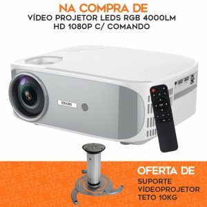 Vídeo Projetor LEDS RGB 4000lm 1080P C/ Oferta Suporte - (VDP-7000COMBO)