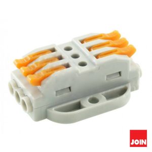 Ligador Rápido Triplo c/ Patilhas 3 Linhas 0.08 - 4mm² JOIN - (542-23-1)