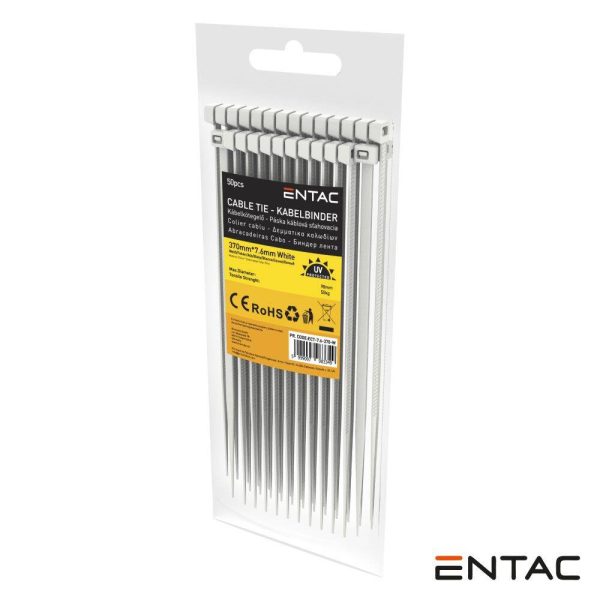 Conjunto 50 Abraçadeiras Nylon 7.6x370mm Branco ENTAC - Image 2