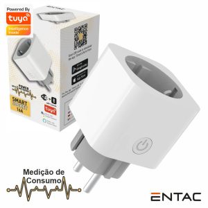 Ficha Elétrica C/ Contador Energia 1x Schuko Tuya WIFI - (ES-SSAPM-WIBLE)