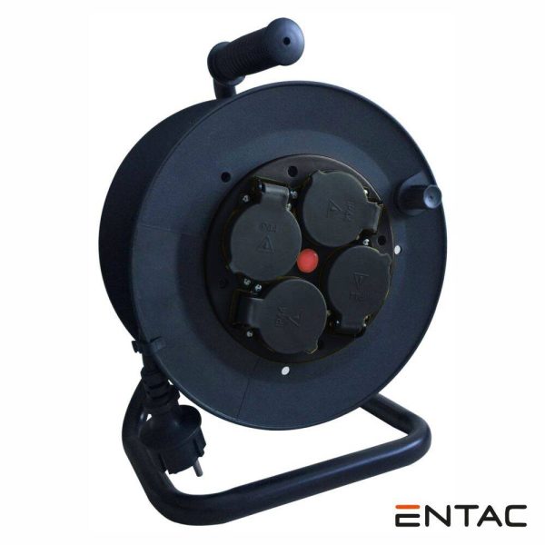 Extensão Elétrica 3G2.5 C/ Enrolador 4x Schuko 40m ENTAC - (ESCR44G4-40)