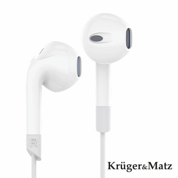 Auscultadores Stereo C/ Fios E Microfone Branco KRUGER MATZ - Image 2