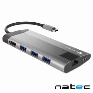 Hub USB-C P/ USB-C+HDMI+3USB+RJ45+SD/MicroSD NATEC - (NMP-1690)