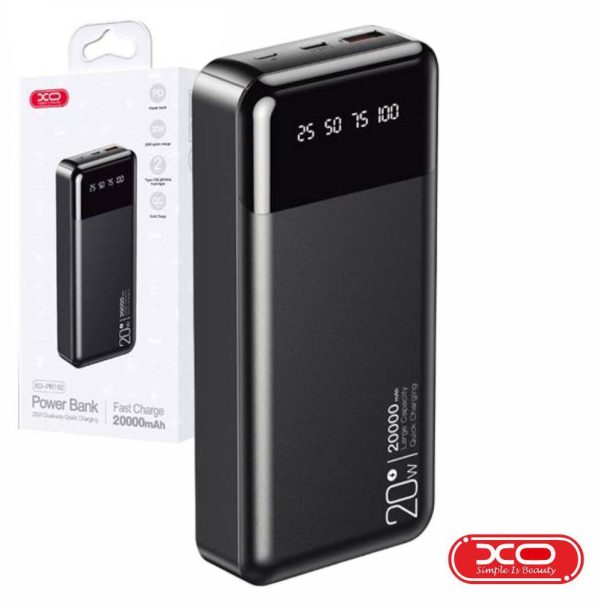 Powerbank 20000mAh 1 USB-A / 1 USB-C / 1 Lightning Preto XO - (PR192-BK)