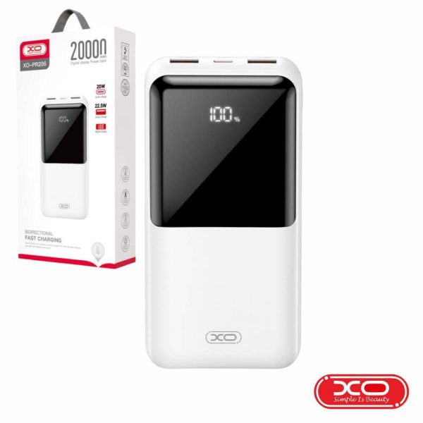 Powerbank 20000mAh 2 USB-A / 1 USB-C PD Branco XO - (PR206-WH)