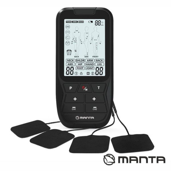 Electroestimulador Muscular Portátil c/ 4 Eléctrodos MANTA - (R-C101L)
