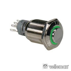 Interruptor Redondo Alto De Metal Spdt 1na 1nc Anel Verde - (R1710G)