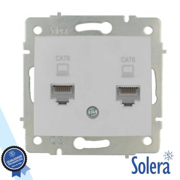 Tomada de Encastrar RJ45 C/ 2 Saídas Sem Moldura SOLERA - (SLR-ERP88/2)