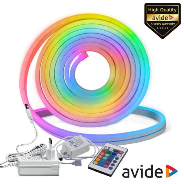 Kit Fita 300 LEDS RGB 12V 5m IP67 Efeito Néon AVIDE - (ABNLS-12VRGB-5MR)