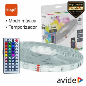 Kit Fita LED RGB 12V 5m IP65 WIFI+ IR TUYA AVIDE - (ALSB-30RGB65-WIFI)
