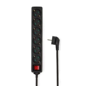 Extensão Elétrica 6x Schuko C/ Interruptor 1.5m - (ESOC615F2BK)