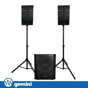 Sistema LINE-ARRAY Ativo 8 Colunas 4x4"+SUB 12" 1000W GEMINI - (LRX-448)