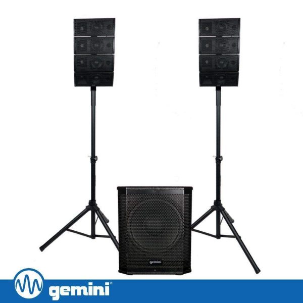 Sistema LINE-ARRAY Ativo 8 Colunas 4x4"+SUB 12" 1000W GEMINI - (LRX-448)