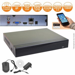 Vídeo-Gravador Digital Ip 9 Canais H264 Ethernet - (NVR09PK)