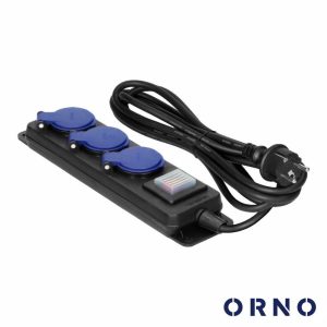 Extensão Elétrica 3x Schuko C/ Interruptor 3m IP44 ORNO - (OR-AE-13296(GS)/3M)