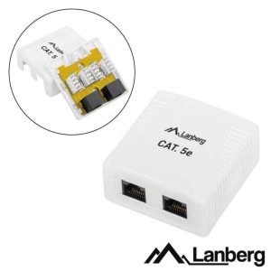 Tomada de Superfície RJ45 C/ 2 Saídas LANBERG - (OU5-0002-W)