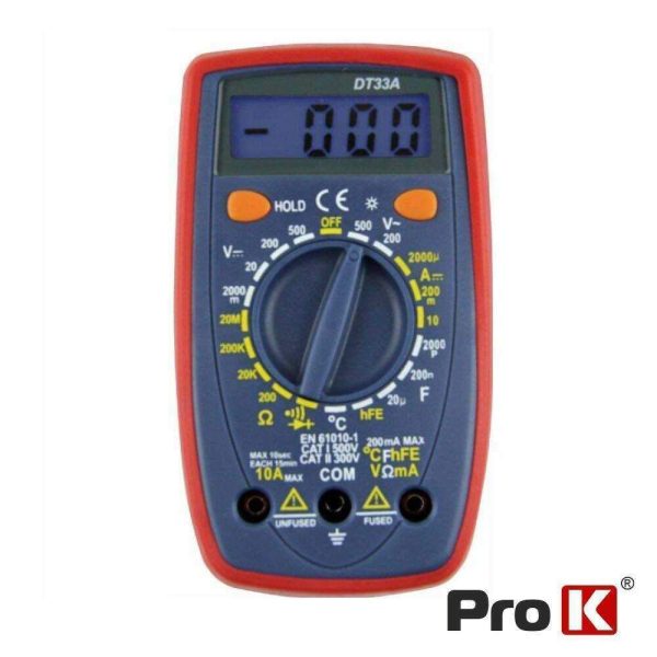 Multímetro Digital 500V 10A 20MOhm PROK - (PK-DT33A)