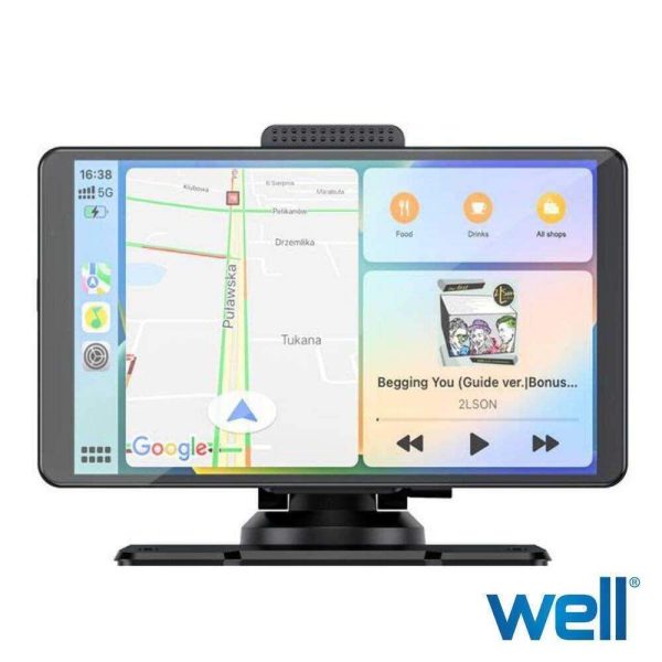 Monitor Auto 7" P/ Tablier Carplay/Android GPS/BT/AUX/FM - (PLAY-CAR-SPIFFY-W)