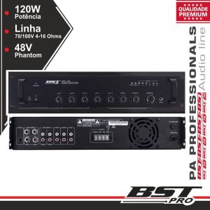 Amplificador Pa Phantom 120W 10 Entradas BSTPRO - (UPA120)