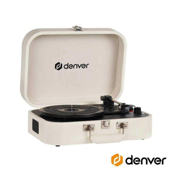 Gira-discos 33/45/78rpm Vintage 2x10w Bege DENVER - (VPL-130)